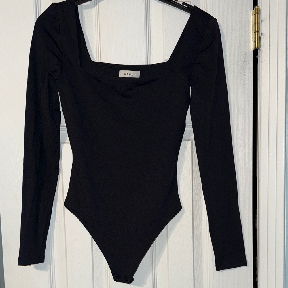 Babaton Black Square Neck Bodysuit
